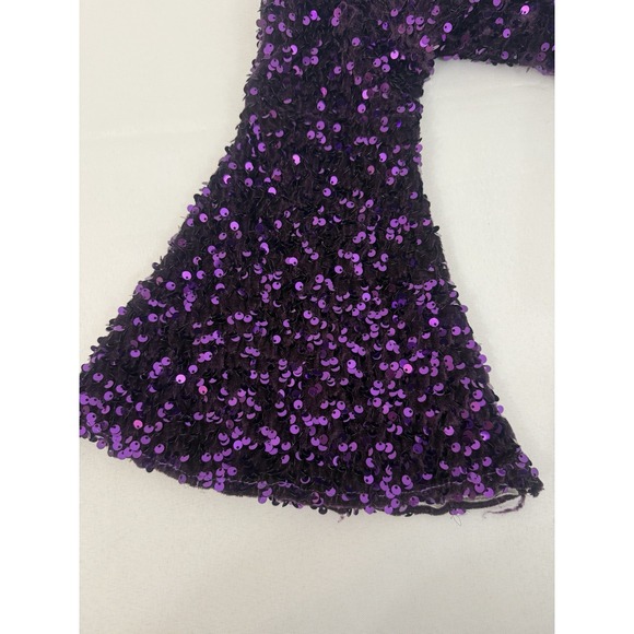 Purple Sequin Mermaid Pull On Bell Bottom Pants Toddler Girls L 4T‎ Unbranded - Picture 6 of 8